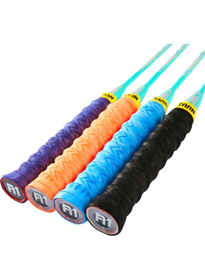 TAAN Badminton Racket Grip Tape, Spine Frosted Texture, Sweat-Absorbing Handle Tape Twq6, Black-Blue Size, 3-Pack - Image 3
