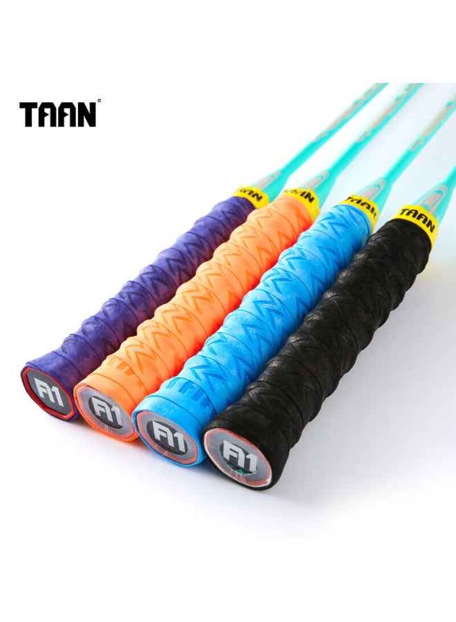 Taan Badminton Racket Grip Tape, Spine Frosted Texture, Sweat-absorbing Handle Tape Twq6, Black-blue Size, 3-pack - Image 4