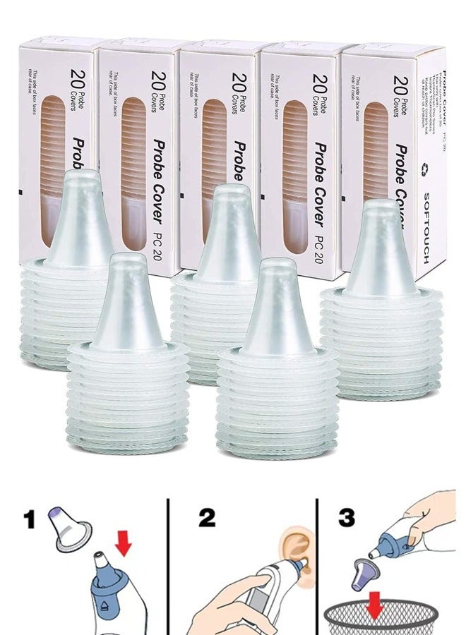 rocooart 100 PCS Ear Thermometer Probe Covers, Refill Caps Replacement Lens Thermometer Covers Filter Protector Ear Disposable Refill Caps (Clear)  - Image 1
