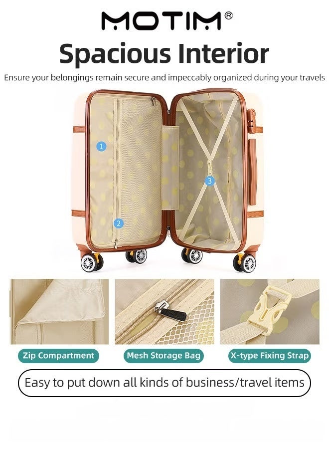 Motim Vintage Style Travel Luggage Lightweight Durable Expandable Suitcase Expandable  Clearance Luggage with TSA Lock Spinner Wheels Telescopic Handle - Image 4