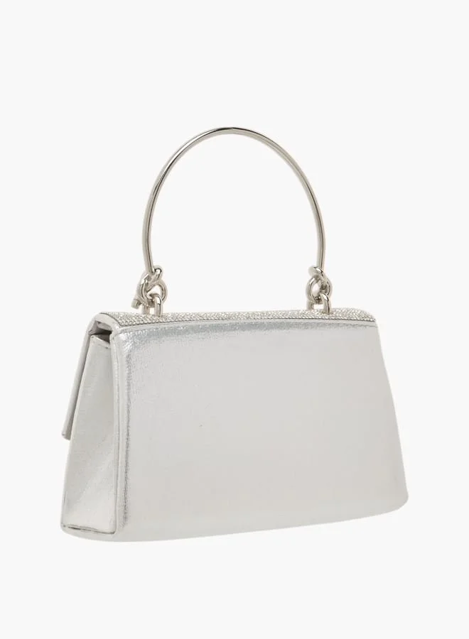 Flora Bella By Shoexpress Womens Embellished Textured Satchel Bag With Magnetic Closure