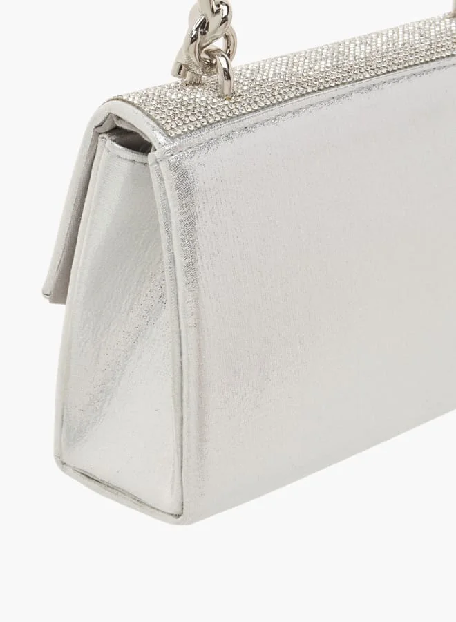 Flora Bella By Shoexpress Womens Embellished Textured Satchel Bag With Magnetic Closure