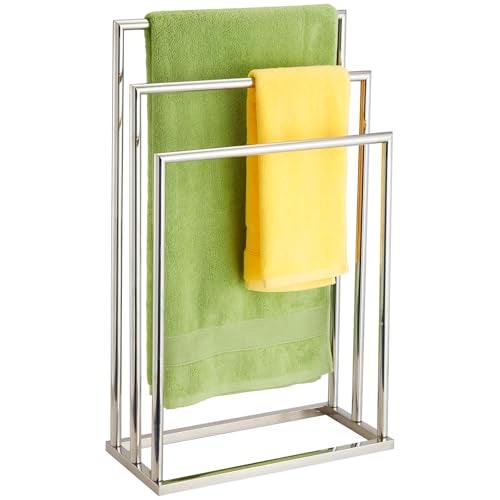 DECLUTTR Free Standing Towel Racks for Bathroom, 3 Tier Stainless Steel Bathroom Towel Rack, Towel Drying Rack Stand for Outdoor Poolside, Blanket Holder, Chrome, DECLUTTR - Image 1