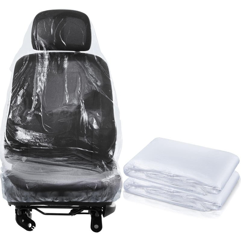 Fabbay 200 Pcs Disposable Car Seat Covers Automotive Disposable Plastic Seat Covers Vehicle Protector for Airplane Seats Salon Chairs Restaurant Seats Bus Seats