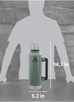 Stanley Stanley Legendary Classic Vacuum Insulated Bottle 1l, Leakproof, Durable Stainless Steel Thermos with Lid and a Cup, Perfect for Camping, Hiking and Everyday Use, Keeps Beverages Hot or Cold for Extended Periods, Green  - Image 3