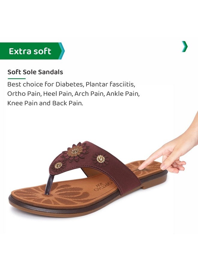 ORTHO JOY - ORTHO JOY Extra-Soft Doctor Slippers for Women Brown color - Image 1