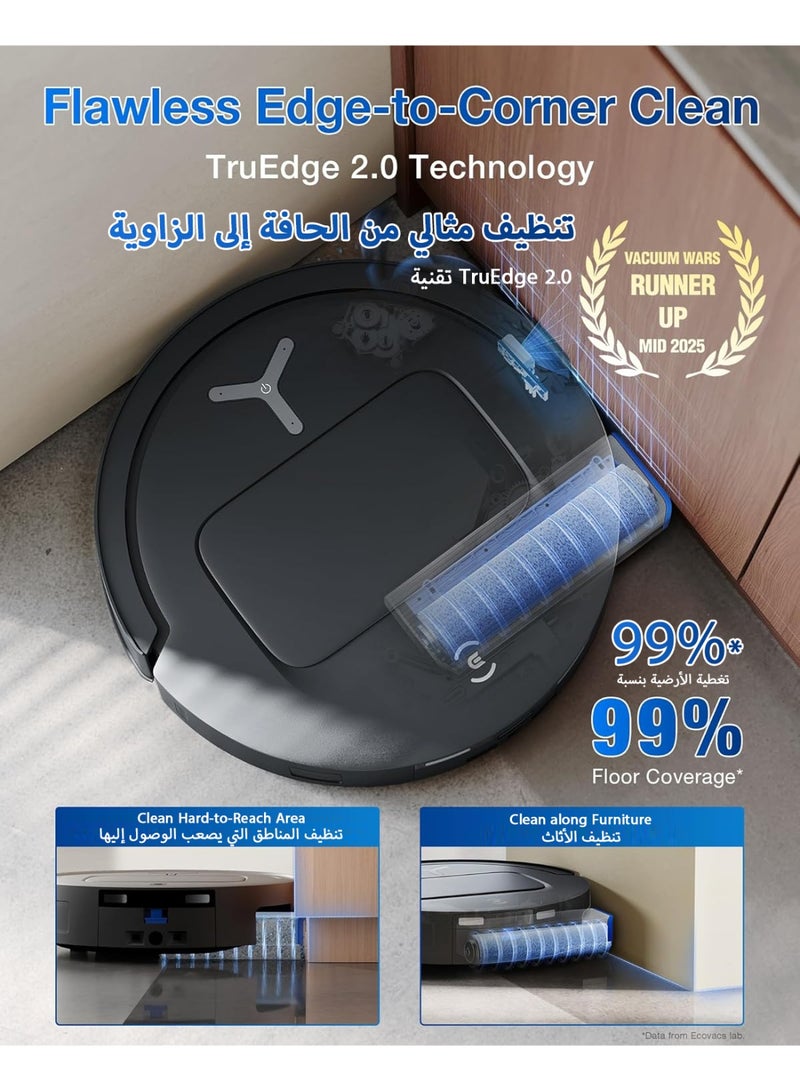 إيكوفاكس ديبوت T80 أومني مكنسة كهربائية روبوتية وممسحة، 18,000Pa شفط، تقنية غسل الممسحة الفورية OZMO™، تفريغ ذاتي، تجفيف بالهواء الساخن، ملاحة بالذكاء الاصطناعي، فرشاة مضادة للتشابك، للحيوانات الأليفة، السجاد والأرضيات الصلبة - Image 4