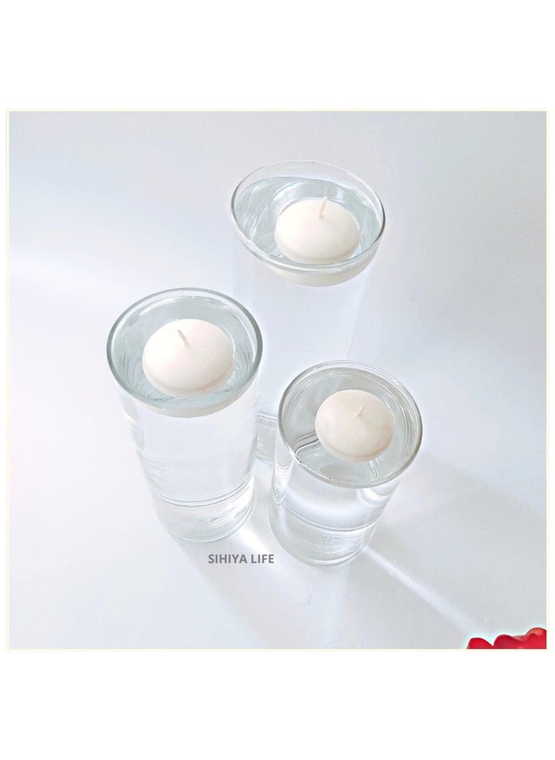 SIHIYA LIFE Set of 3 Glass Vases with 3 Ivory Floating Candles | elegant decorative cylinder vases for Mantle, Events, Party, Candlelit Dinners,Get togethers,Wedding,Parties,Gifting  - Image 2