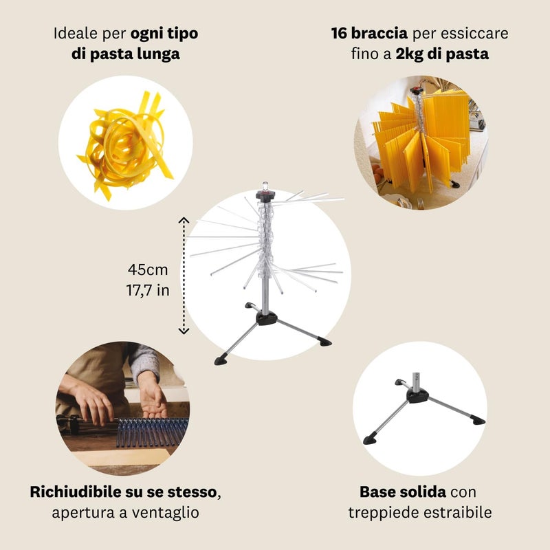 MARCATO Atlas Pasta Drying Rack Tacapasta Made in Italy Steel and Polycarbonate Collapsible Clear - Image 5