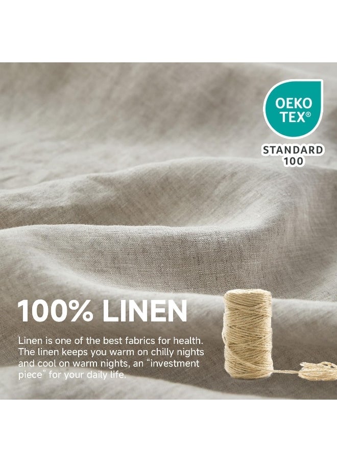 Simple&Opulence Simple&Opulence 100% Linen Duvet Cover Set with Washed-French Flax-3 Pieces Solid Color Basic Style Bedding Set-Breathable Soft Comforter Cover with 2 Pillowshams(Queen,Linen)  - Image 5