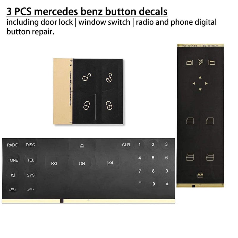 RDBS Car Interior Button Repair Stickers Kit Window Switch Door Lock Switch Radio Number Button Decals Accessories Fit for 2008-2014 Mercedes Benz W204 C250 C350 E-Class Ml Gl Glk - Image 2