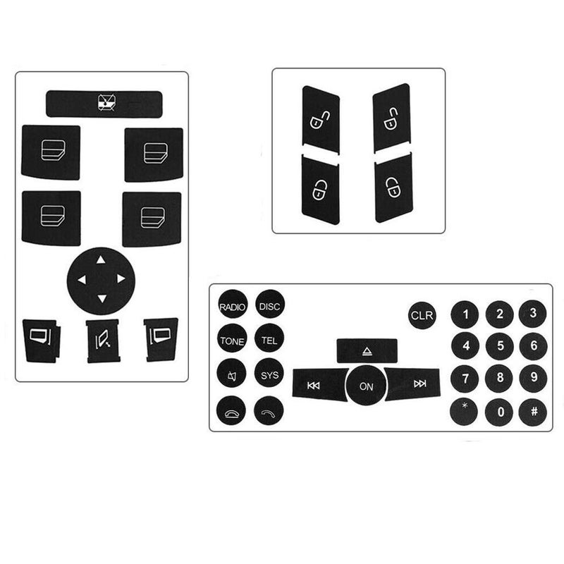 RDBS Car Interior Button Repair Stickers Kit Window Switch Door Lock Switch Radio Number Button Decals Accessories Fit for 2008-2014 Mercedes Benz W204 C250 C350 E-Class Ml Gl Glk - Image 1