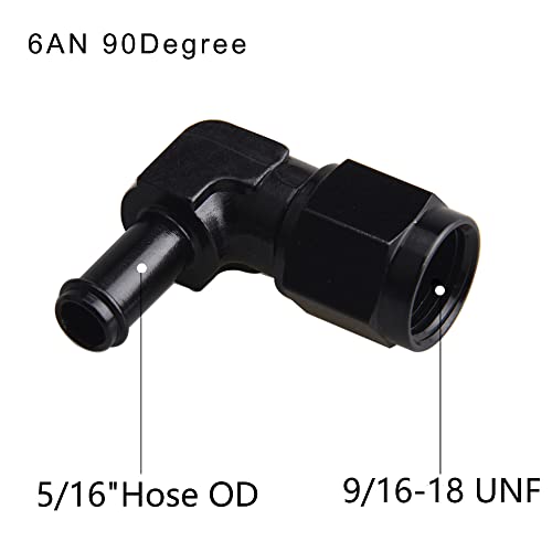 CNRAQR 6AN Female to 516 Barb 90 Degree Swivel Fitting Adapter Aluminum Black 2Pcs - Image 3