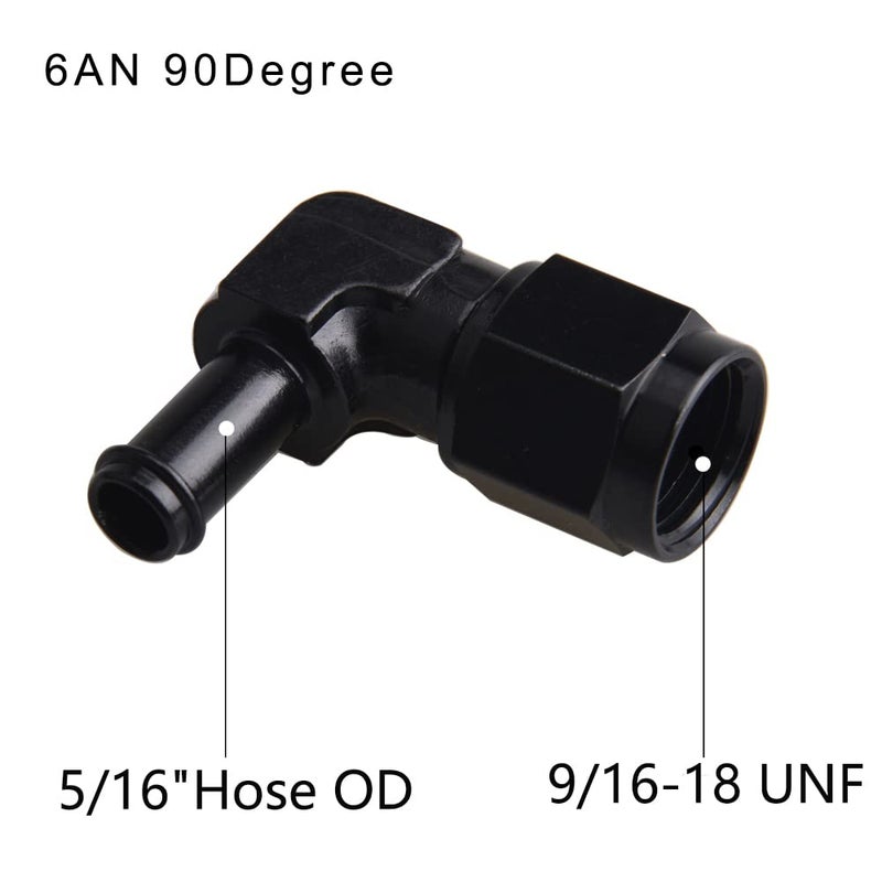 CNRAQR 6AN Female to 516 Barb 90 Degree Swivel Fitting Adapter Aluminum Black 2Pcs - Image 4