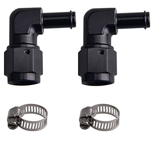 CNRAQR 6AN Female to 516 Barb 90 Degree Swivel Fitting Adapter Aluminum Black 2Pcs - Image 1