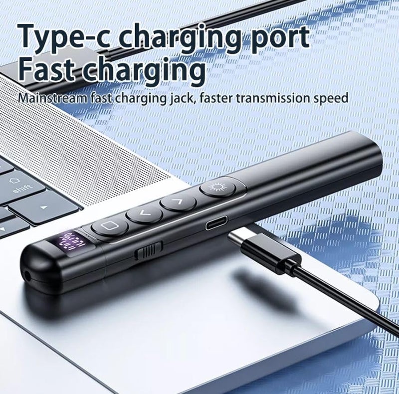 RyzCare LCD Wireless USB PowerPoint Presentation PPT Flip Pen Laser Pointer Clicker, Power Point Presentation Remote Wireless USB PPT-01 Presenter Laser Pointer Clicker Black (RC-PPT01) - Image 2
