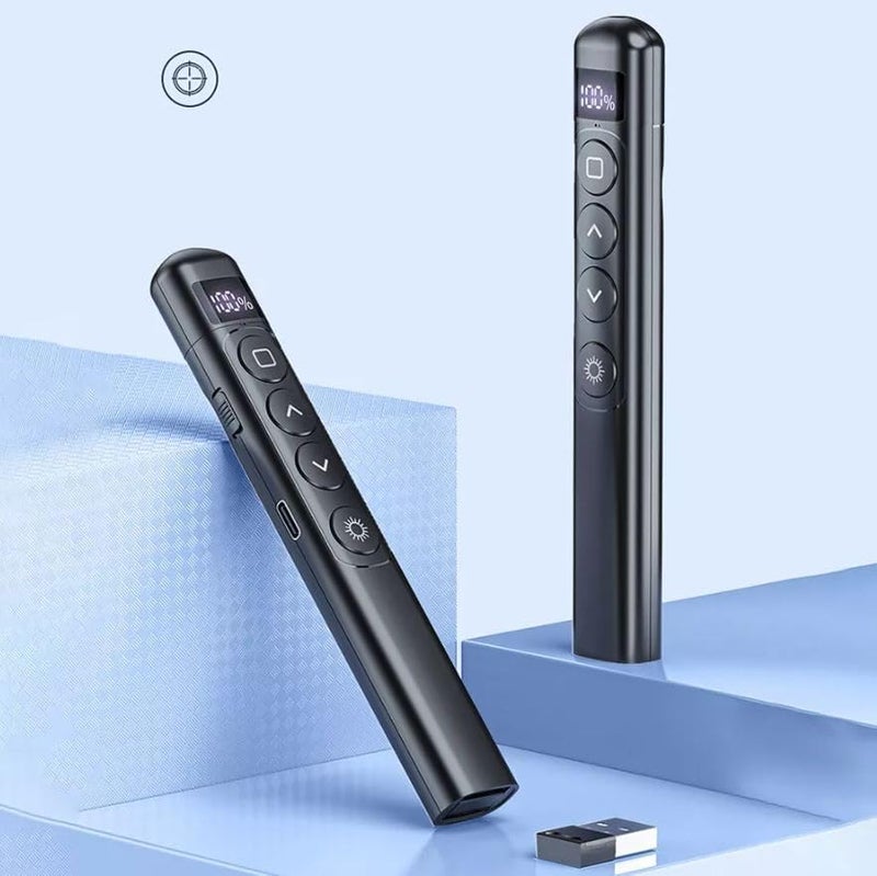 RyzCare LCD Wireless USB PowerPoint Presentation PPT Flip Pen Laser Pointer Clicker, Power Point Presentation Remote Wireless USB PPT-01 Presenter Laser Pointer Clicker Black (RC-PPT01) - Image 3