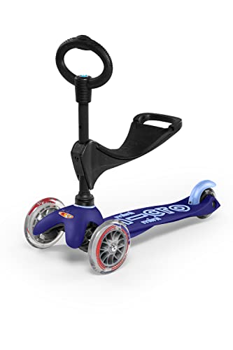 Micro Kickboard Mini 3in1 Deluxe Three Wheeled LeantoSteer SwissDesigned Micro Scooter for Toddlers with 3 Riding Options for Ages 15 Blue - Image 1