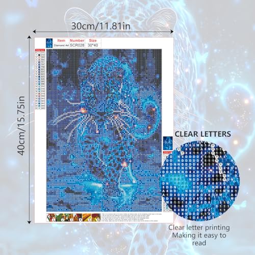 Ohhvvow Glowing Cheetah Diamond Painting Kits for Adults, 12x16 Inch 5D DIY Full Round Drill Diamond Art Dots for Home Wall Decor, Gift for DIY Craft Lovers & Beginners - Image 2