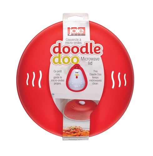 Joie Doodle Doo Microwave Lid, Vented Splatter Cover for Even Cooking, 10-Inch Guard Fits Over Plates to Keep Kitchen Appliance Clean, BPA-Free, Cute Rooster Design, Red - Image 3