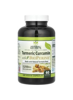 Herbal Secrets, Turmeric Curcumin with BioPerine, 2,250 mg, 180 Veggie Capsules (750 mg Per Serving)