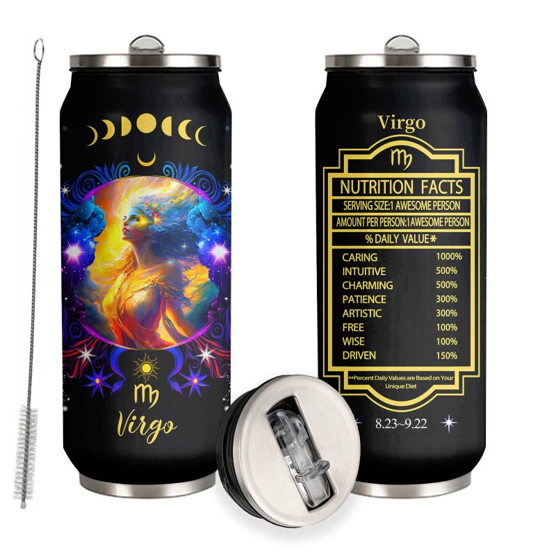 YOPIGOT Virgo Constellation Tumbler Zodiac Stainless Steel Cup for Men Women Astrology Fans Birthday Gift With Straw Lid 17 Oz Coffee Mug Car Cup