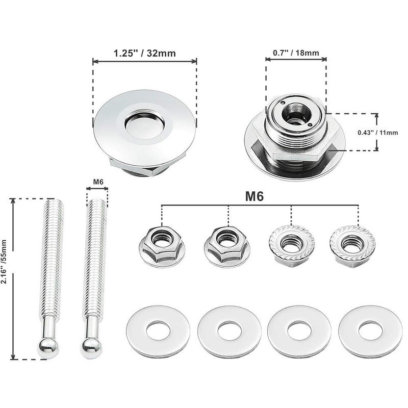 RVCAZON STETION Quick Release Latch License Plate Lock Clip 1.25" Diameter Aluminum Alloy Car Hood Pins Lock Clip Kit for Bumper Hood License Plate (2 Pack - Silver) - Image 4