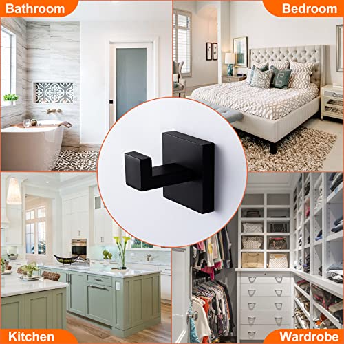 Taucent Bath Towel Hook Black,2 Pack Robe Hook for Bathroom Matte Wall Mounted Heavy Duty Hook 304 Stainless Steel Coat Hooks for Bathroom Kitchen(Matte Black) - Image 5