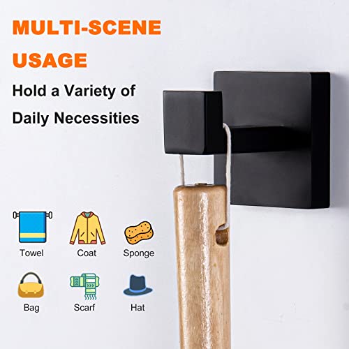 Taucent Bath Towel Hook Black,2 Pack Robe Hook for Bathroom Matte Wall Mounted Heavy Duty Hook 304 Stainless Steel Coat Hooks for Bathroom Kitchen(Matte Black) - Image 4