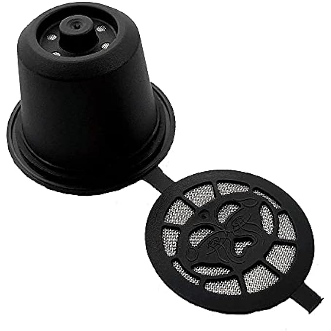 CENPEK Refillable Capsules Pod For Compatible With NesPresso 6 Pack Reusable Coffee Capsules Pods For NesPresso With Coffee Spoon With Brush For NesPresso Machines Filter Black - Image 4