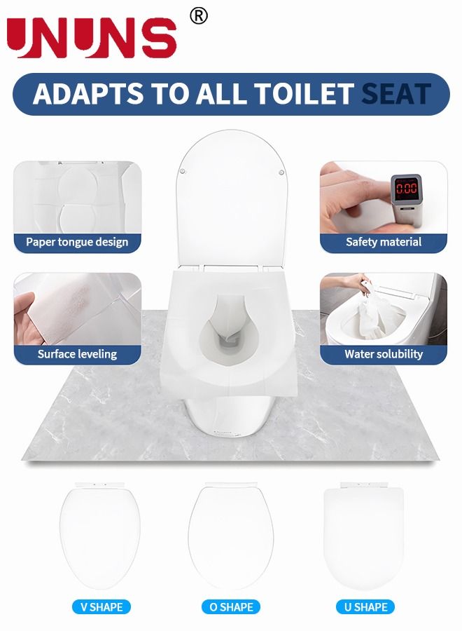 UNUNS Toilet Seat Covers (50 Pcs, 5 Packs) | Disposable Toilet Seat Cover - Flushable | Paper Toilet Liners for Bathroom, Travel, Camping, Kids Potty Training - Image 3