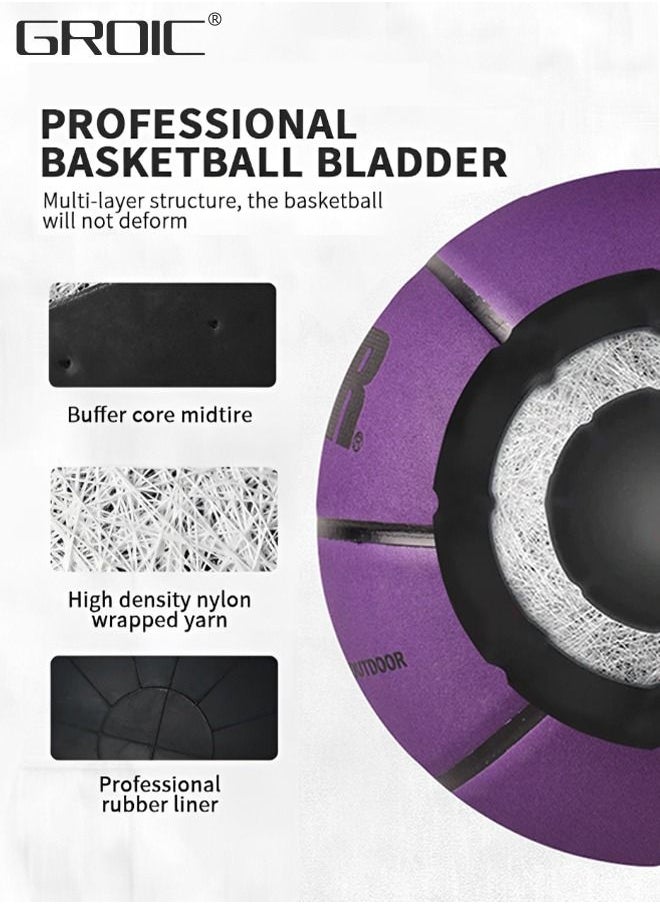 GROIC - Basketball Standard Offical Size 7 Indoor Outdoor Basketball Pu Leather Game Basketball,Game Training Universal Basketball,Outdoor Sports Goods - Image 1