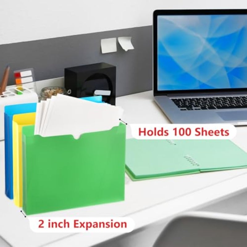 50 Pack 2 Inch Expanding Manila Plastic File Jackets Expandable Folders Heavy Duty 2 Inch Expansion Pocket File Folders Letter Size Reinforced Straight-Cut Tab - Image 3