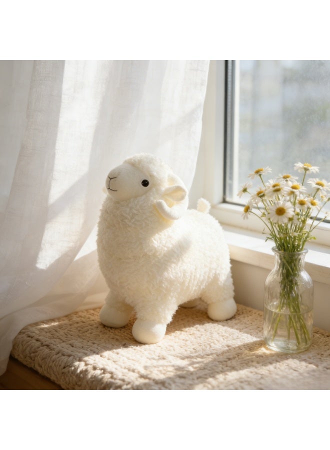 KHAJUL Sheep Plush Toy – 35cm Soft Stuffed Animal Lamb, Safe & Secure Eyes, Machine Washable, for Eid al-Adha, Birthday & Kids’ Gifts, White - Image 3