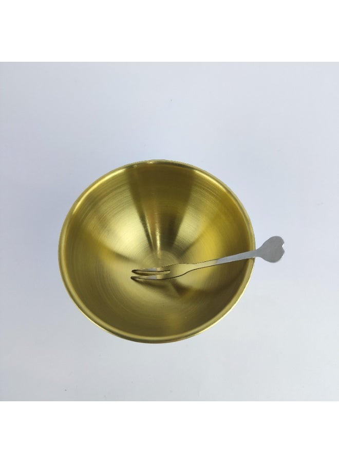 Gold Stainless Steel Fruit Serving Plate with Matching Fork - Image 4