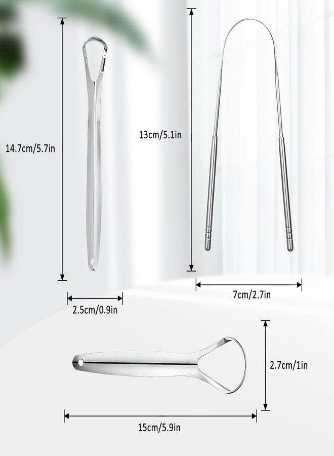 EKIND Stainless Steel Tongue Scraper Set for Adults Cleaner Metal Wide Opening U Shape Small Oral Hygiene Tool(3 Pcs - Image 2