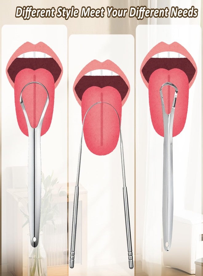 EKIND Stainless Steel Tongue Scraper Set for Adults Cleaner Metal Wide Opening U Shape Small Oral Hygiene Tool(3 Pcs - Image 3
