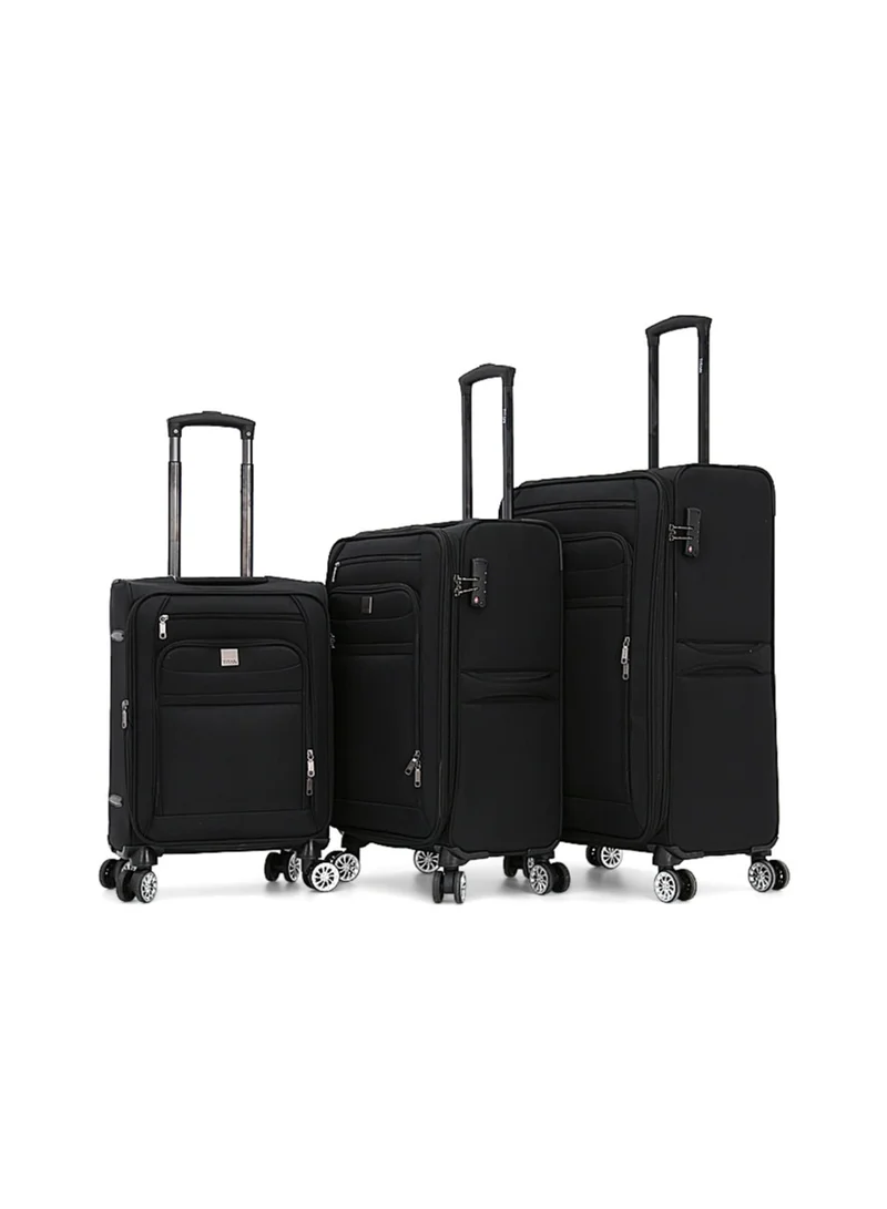 تيتان TITAN Double Spinner Luggage with Digital Lock for All Tastes (3 Pieces Set, Black Grey)