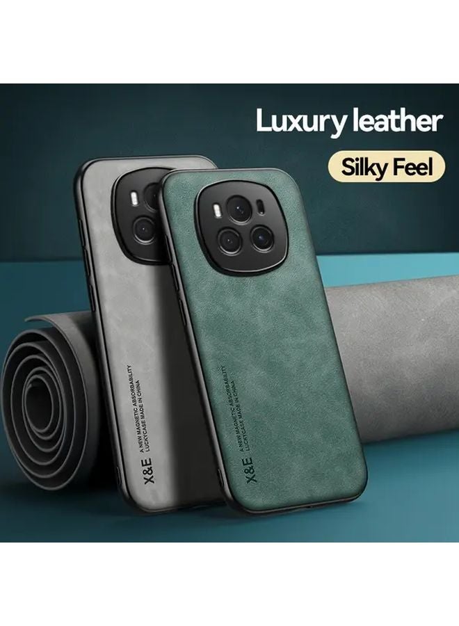 Honor Magic6 Pro 5G Phone Case Black Faux Leather Protective Cover - Image 1