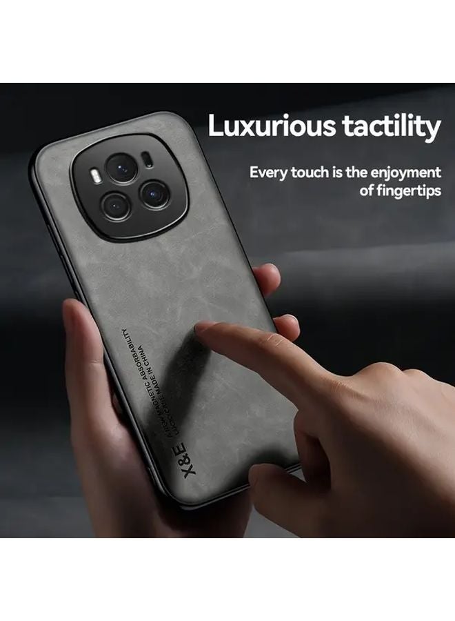 Honor Magic6 Pro 5G Phone Case Black Faux Leather Protective Cover - Image 4