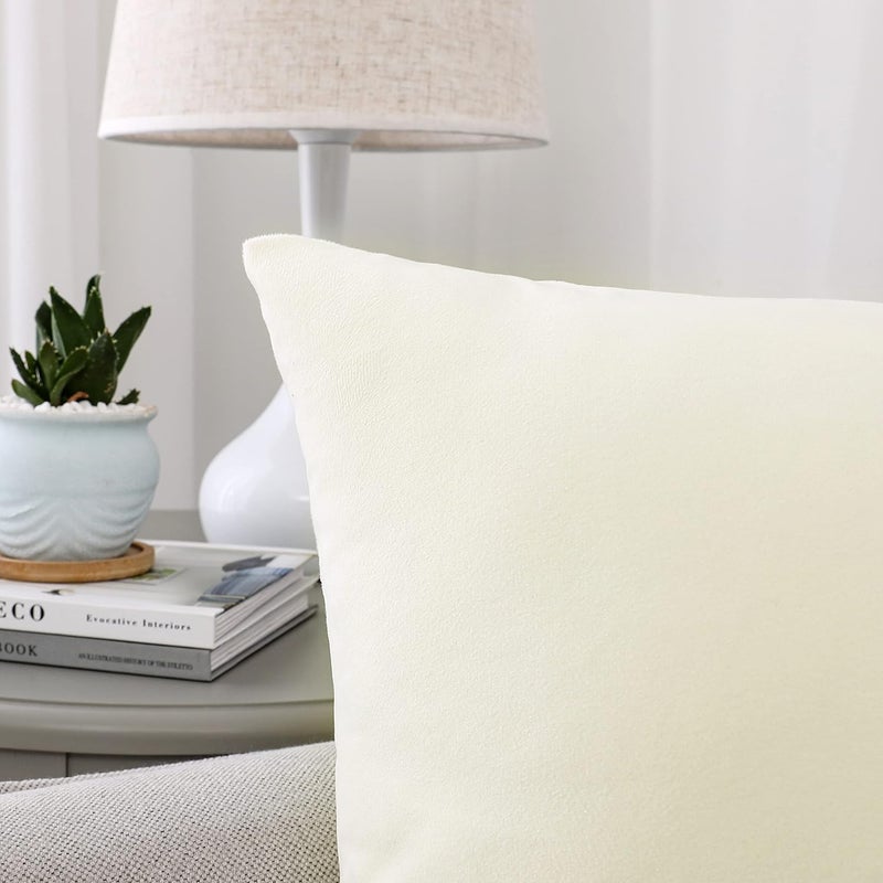 NiNi ALL Decorative Throw Pillow Covers Velvet 16x16 Inch Pack of 2 Cream White Cushion Covers Soft for Couch Sofa Bedroom Living Room Outdoor - Image 3