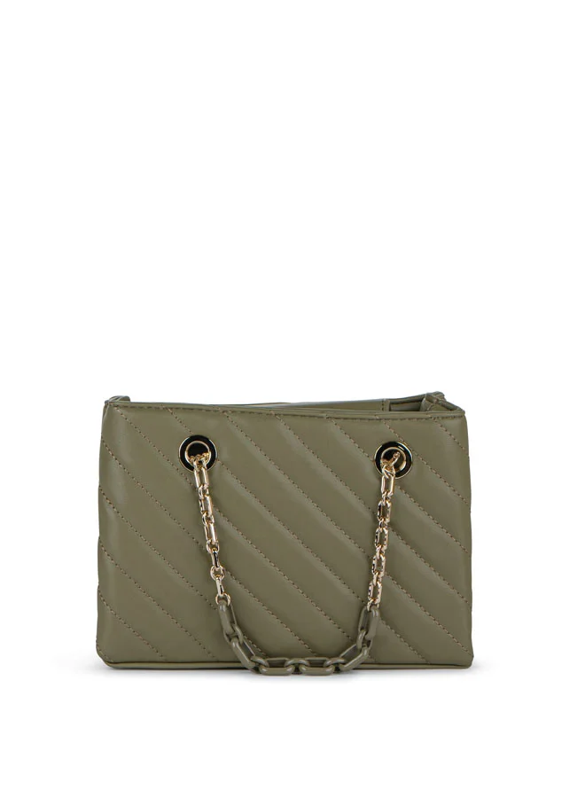 Vincci Women Quilted Shoulder Bag With Chain detail