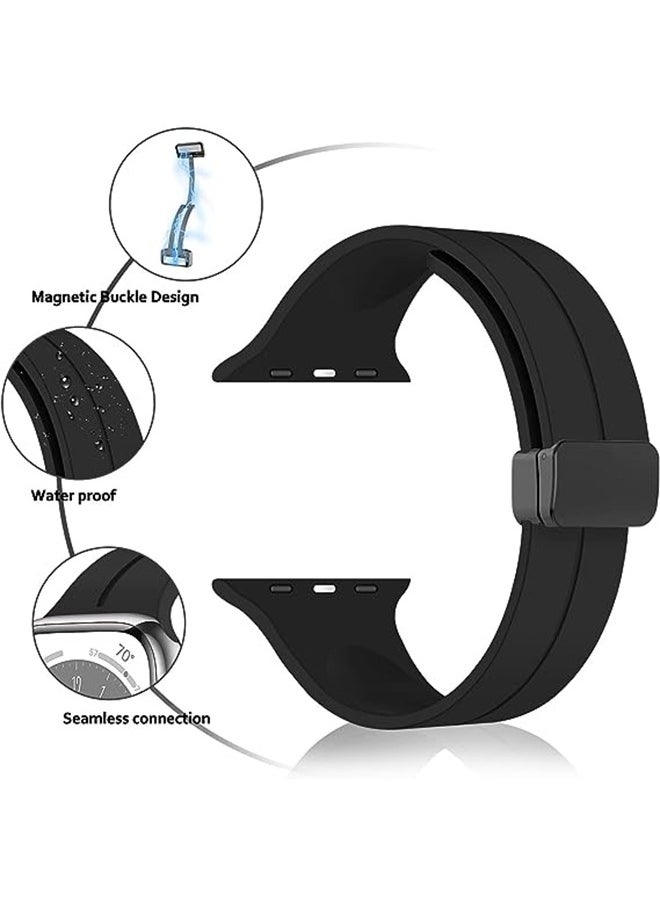 Ocean Magnetic Band D-buckle Silicone Sport Strap Replacement WristBand for Apple Watch SE Series 8/7/6/5/4/3/2/1 (38mm/40mm/41mm)  - Image 3