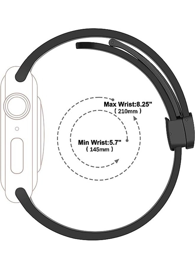 Magnetic Band D-buckle Silicone Sport Strap Replacement WristBand for Apple Watch SE Series 8/7/6/5/4/3/2/1 (38mm/40mm/41mm)