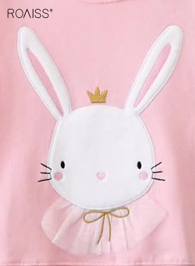 رويس بلوزة أنيقة للفتيات الصغيرات، بلوزة برقبة مستديرة وأكمام طويلة بنقشة جميلة، مناسبة للارتداء اليومي أو أي مناسبة - Image 3