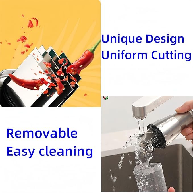 Suicune Garlic Chopper Stainless Steel 304 Manual Pressed Chopper Garlic Mincer for Ginger Chili Black Pepper Onion Salad Handheld Push Type Garlic Crusher - Image 3