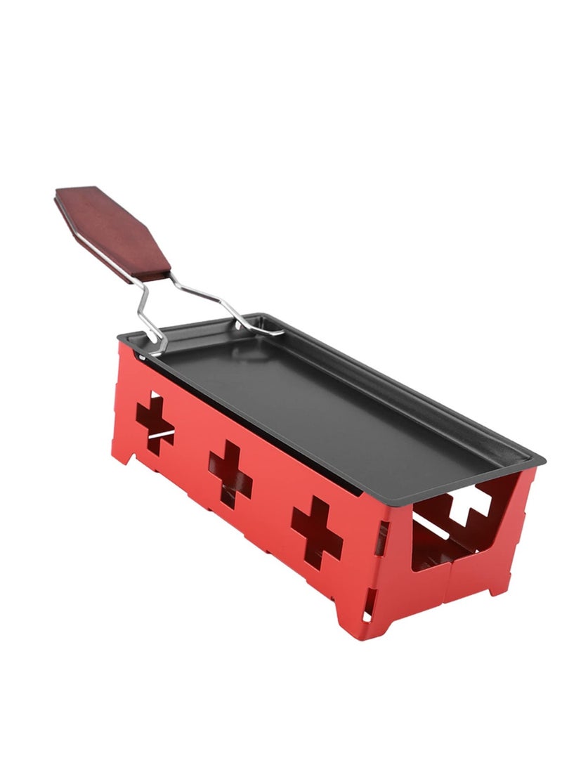 Portable Non-Stick Cheese Raclette Grill Set with Wooden Handle & Spatula - Perfect for Home Kitchen BBQ & Parties