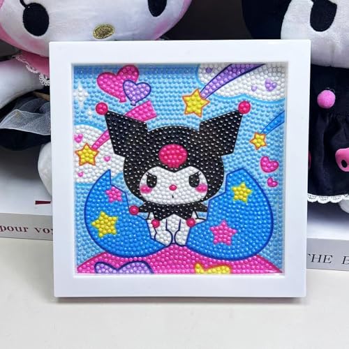 PATPAT DIY Diamond Painting Art Kit for Kids 6.7 inches Cute Kuromi Diamond Painting Art with Wooden Frame DIY Diamond Painting Art Desk Decoration Art Craft Gift for Kids - Image 1