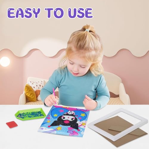 PATPAT DIY Diamond Painting Art Kit for Kids 6.7 inches Cute Kuromi Diamond Painting Art with Wooden Frame DIY Diamond Painting Art Desk Decoration Art Craft Gift for Kids - Image 2