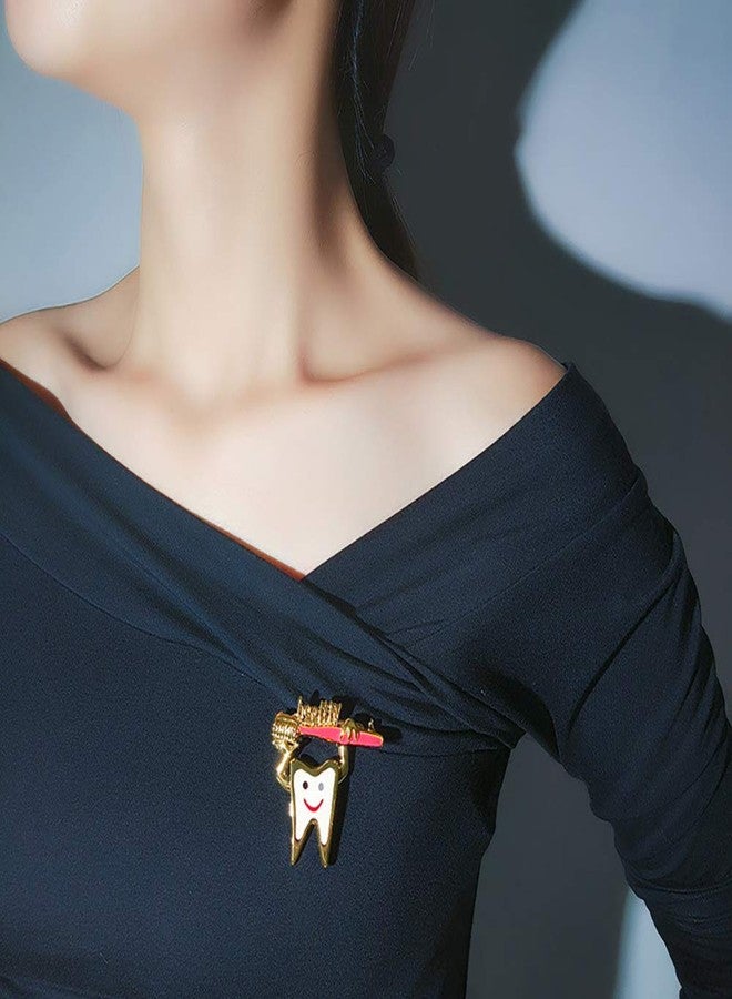 بروش أسنان لطيف على شكل أسنان حلوة، دبوس فرشاة أسنان مطلي بالمينا بشعار الصحة، بروش شارة طبيب أسنان - Image 3